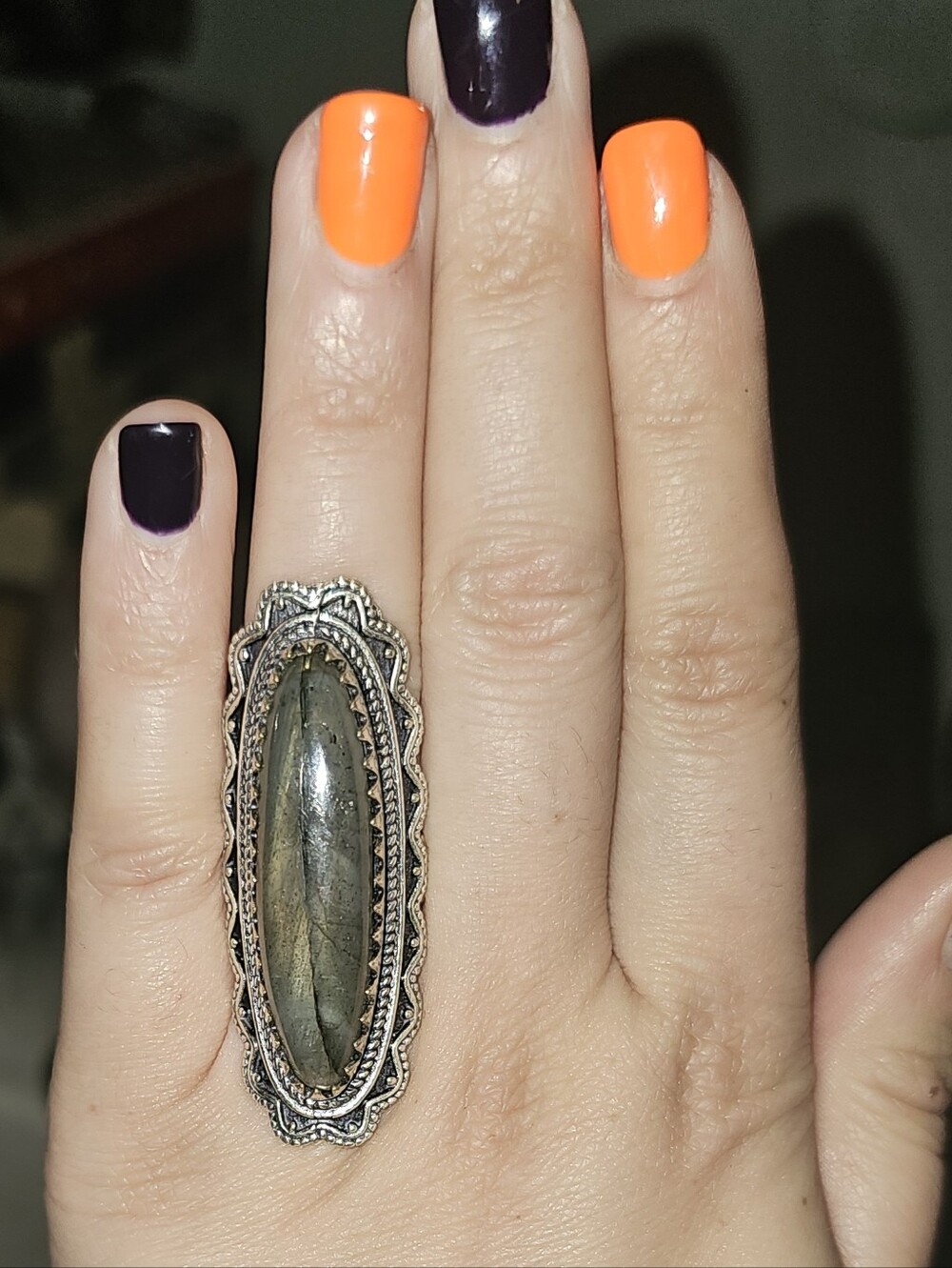 NEW!✨️Stunning High Grade Labradorite Statement Sterling Silver Ring-FLASHY!✨️